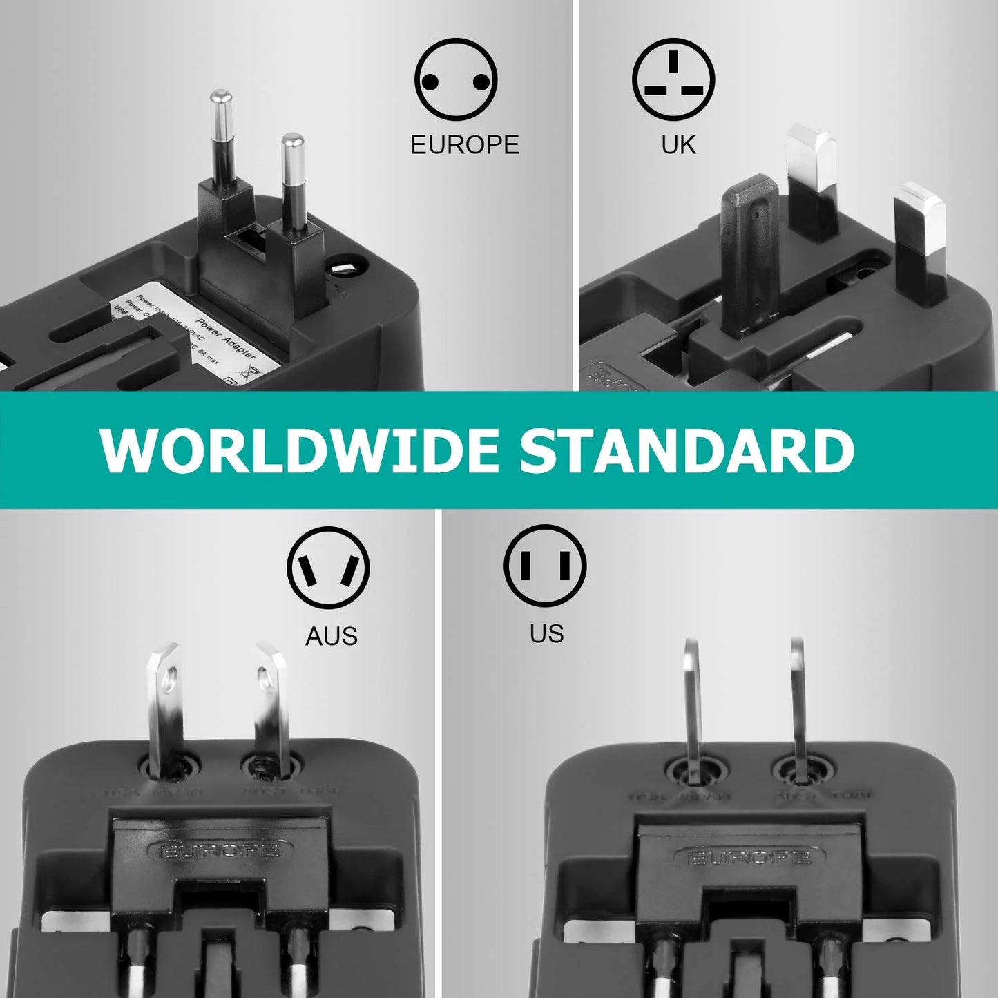 Universal Travel Adapter with Dual USB Port