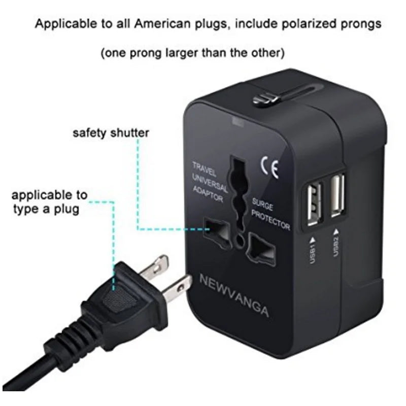 Universal Travel Adapter with Dual USB Port